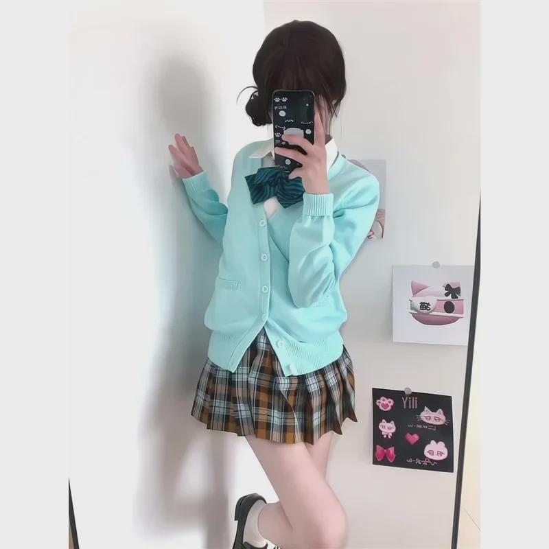 Kawashima Original japanischer Strickcardigan im College-Stil – einfarbige Pulloverjacke für Herbst/Winter