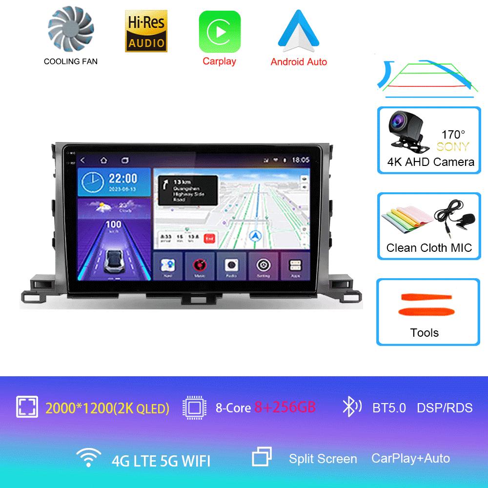 Für Toyota Highlander Kluger 3 XU50 2013 2014 - 2019 Autoradio Android 14 Navigation Multimedia-Player GPS WiFi+4G Carplay Auto