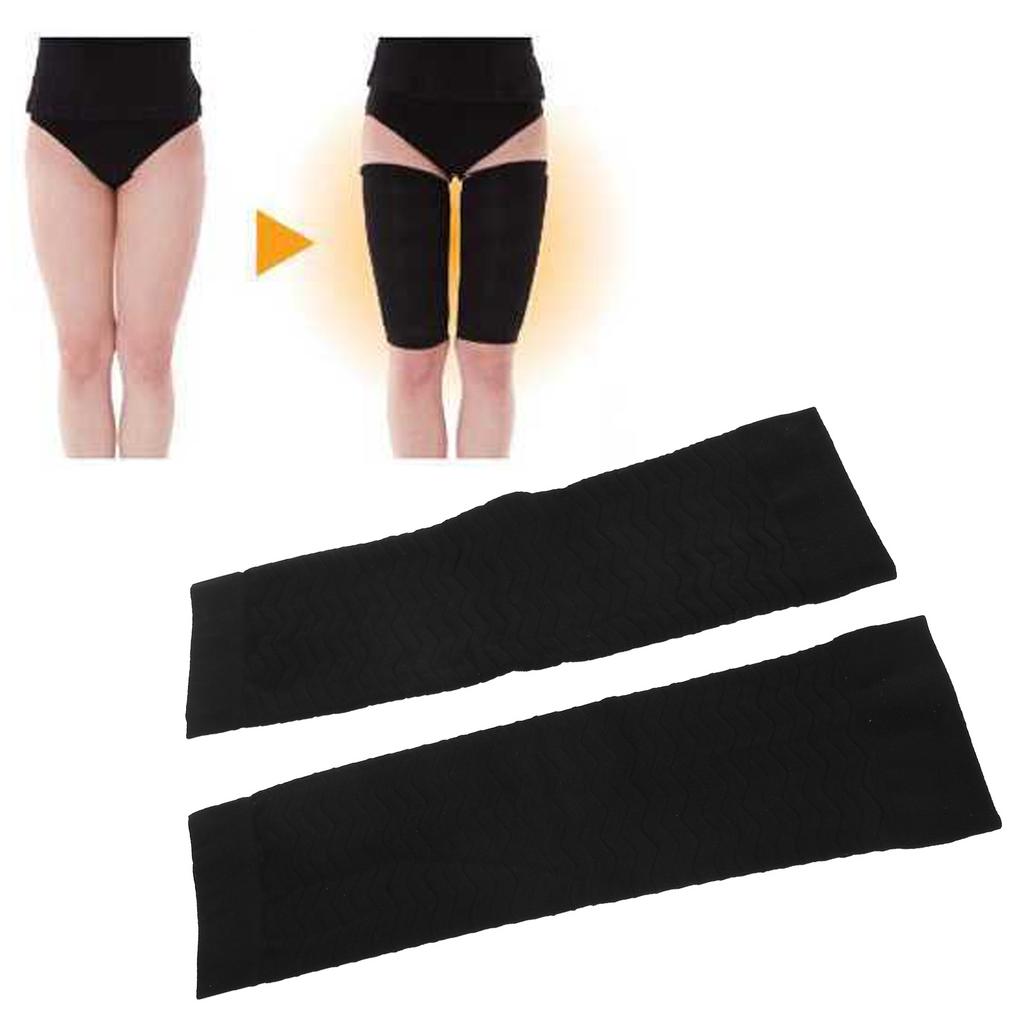 Women Thigh Sleeve Slimming Thigh Wraps Compression Sleeve Thigh Slimmer Shaper Black