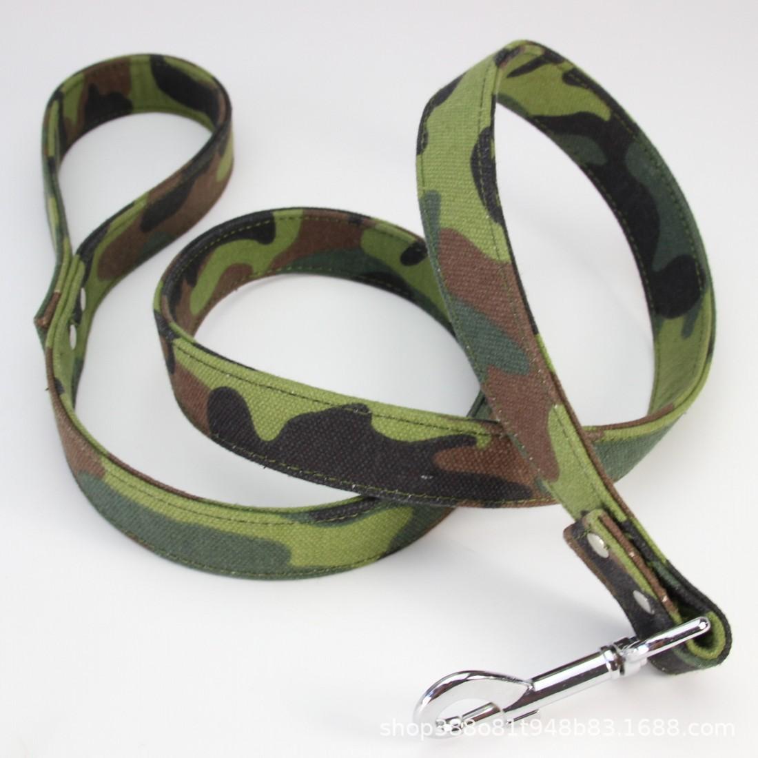 

Camouflage camouflage double-layer canvas set collar explosion-proof large dog leash pet dog neck ring dog chain S 1.5*120CM камуфляжний