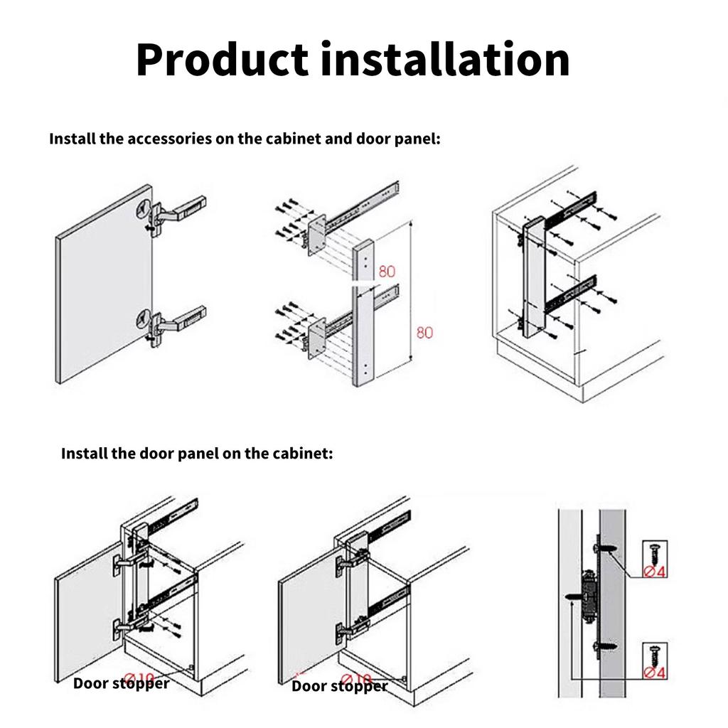 Steel Flip Up Concealed Cabinet Door Tracks Smooth & Quiet Folding Hidden Door Rails Set for Efficient Organization
