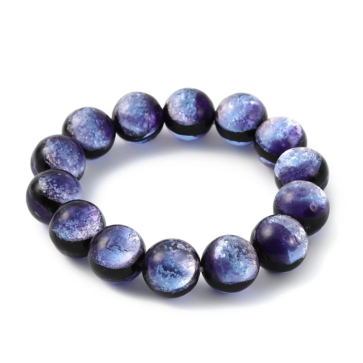 

Sea Drop Glow-in-the-Dark Firefly Glass Bead Bracelet, Marine Purple, 16mm, Luminous Type, Lampwork Beads [035bt-16-17]