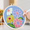 DIY Punch Needle Kits for Beginners Flower with Hoop Embroidery Punch Needle Starter Craft Set Festival Gift and Decoration