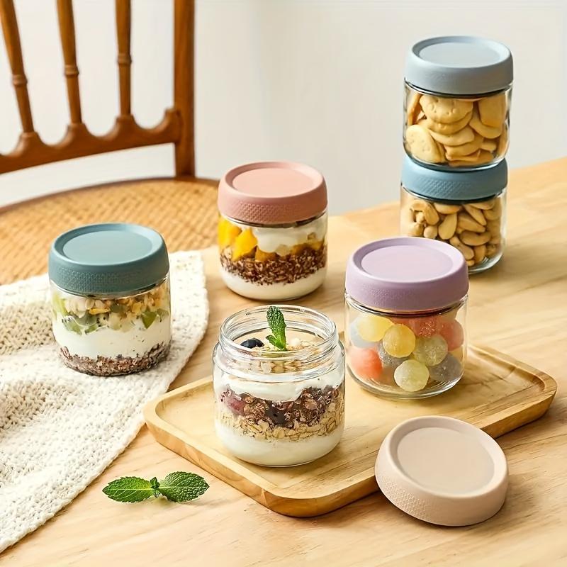 Set of 6 10 Oz Glass Airtight Jars with Airtight Flip Top Lids, Multi-Purpose, Dishwasher And Freezer Safe, Round Containers for Pantry Organization