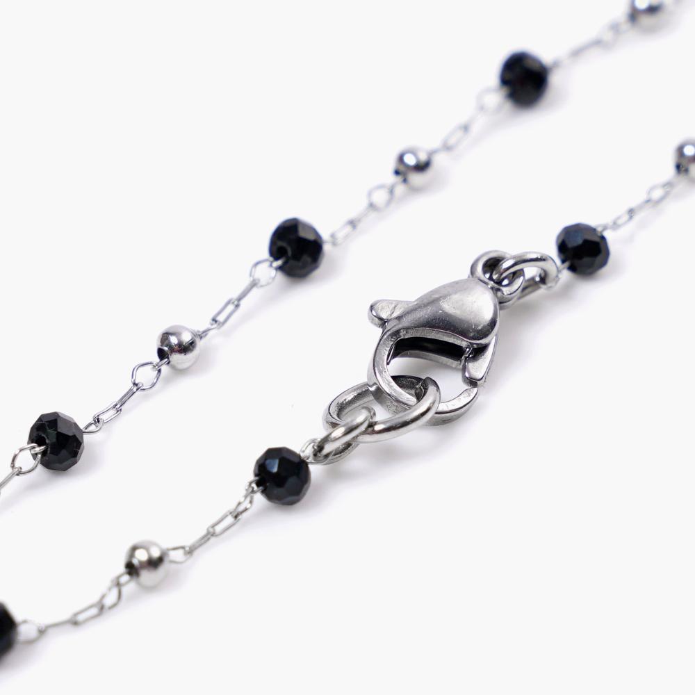 Jbans Classic Black Stone Point Slim Surgical Steel Chain Bracelet (C2003-Ac669_Sv)