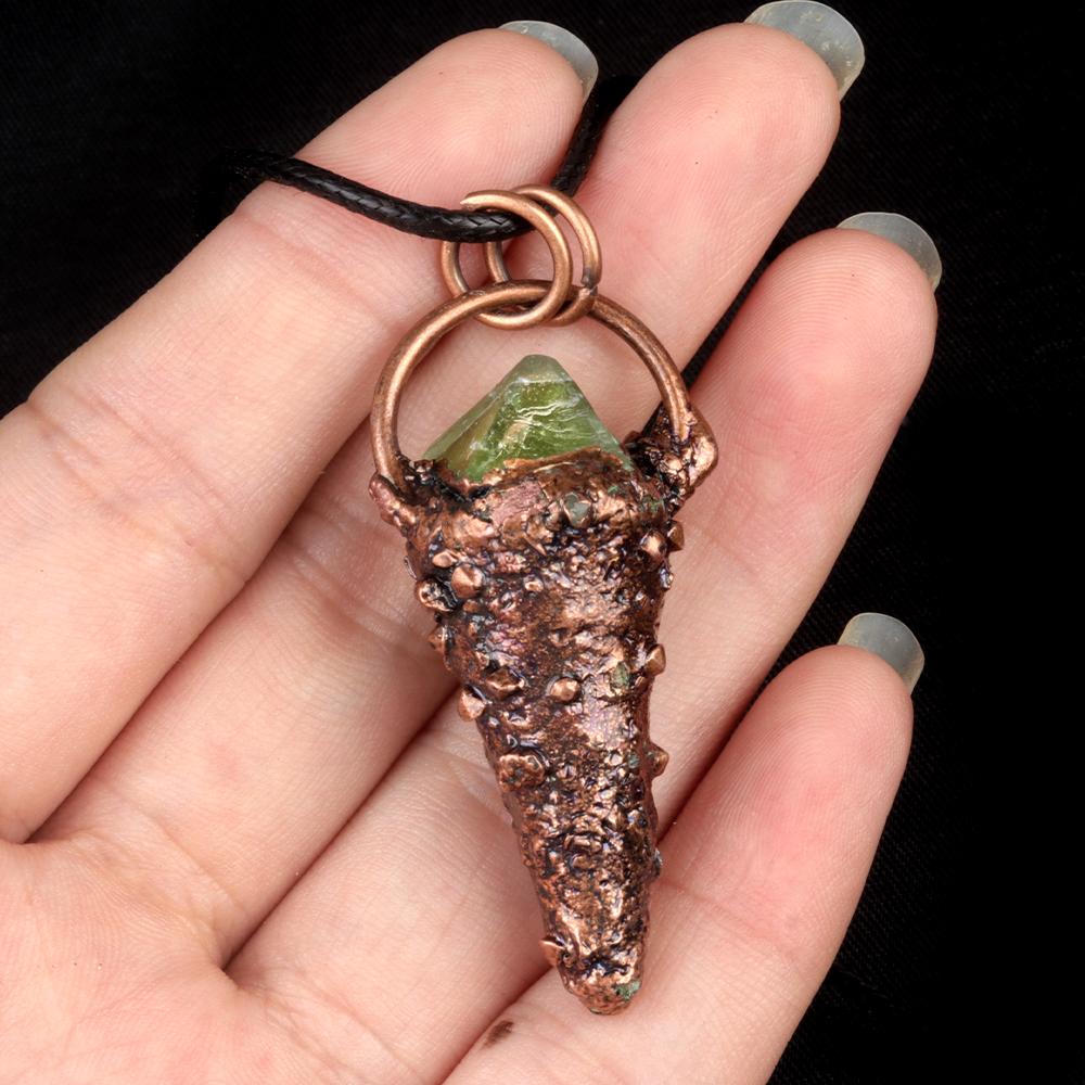

Винтажный кулон из натурального камня, кристалл бронзового цвета, подвеска в форме мороженого, ожерелье для женщин, подарок на день рождения 35-42mm зелёный