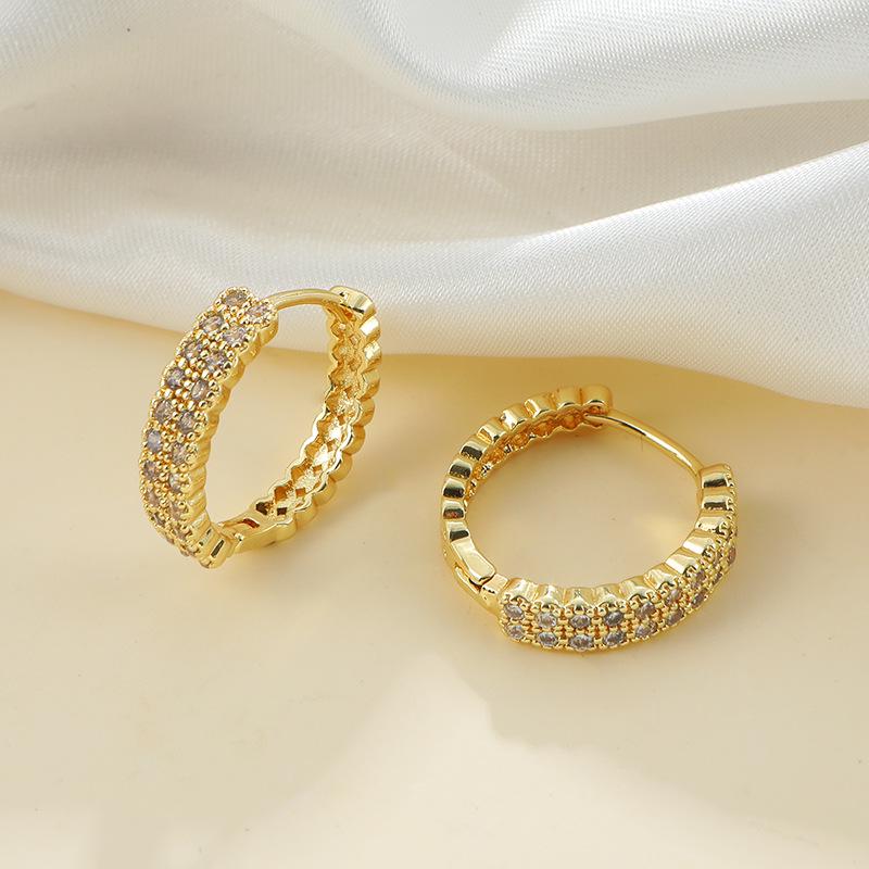 Huazi Style Zircon Stud Earrings for Women - Gold-Plated, Non-Fading Luxury Jewelry