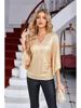Women's Loose V-neck Sequin Flare Sleeve Top - Trendy Casual Vacation T-shirt