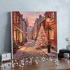 DlY Mini Framed Pearl Painting Kit Beads Canvas Home Decor Painting Christmas Street Scene Winter Holiday Festive Decoration