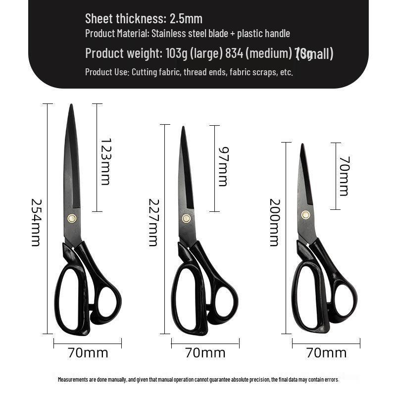 Stainless Steel Anti-Oxidation Tailor Shears with Black Finish - Multi-Size, Fast Shipping Available