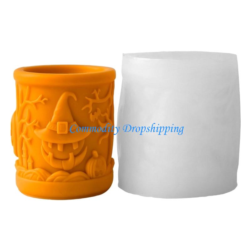 Y5JC Halloween Themed Silicone Mold for Candle Soap Making ERasy Demolding Cylinder Silicone Mould Baking Tool