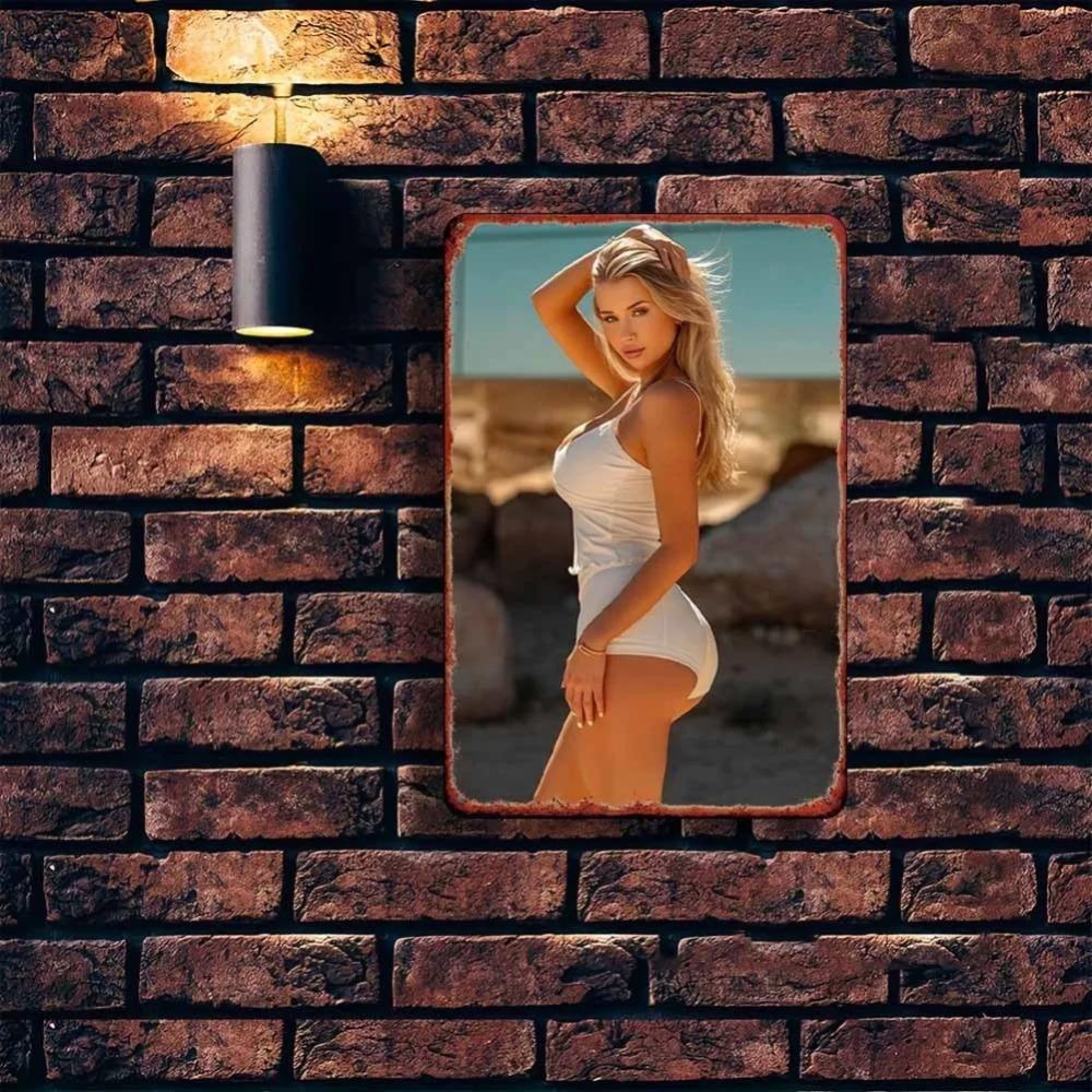 Sunshine Beach 2D Metall Wandkunst - Outdoor Indoor Dekor für Schlafzimmer Bar Garage Garten Moderner Küstenhaus Akzent