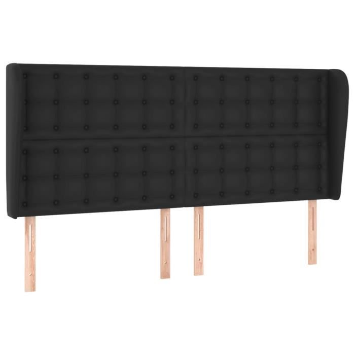 VidaXL Tête de lit avec oreilles Noir 183x23x118-128 cm Similicuir3118058