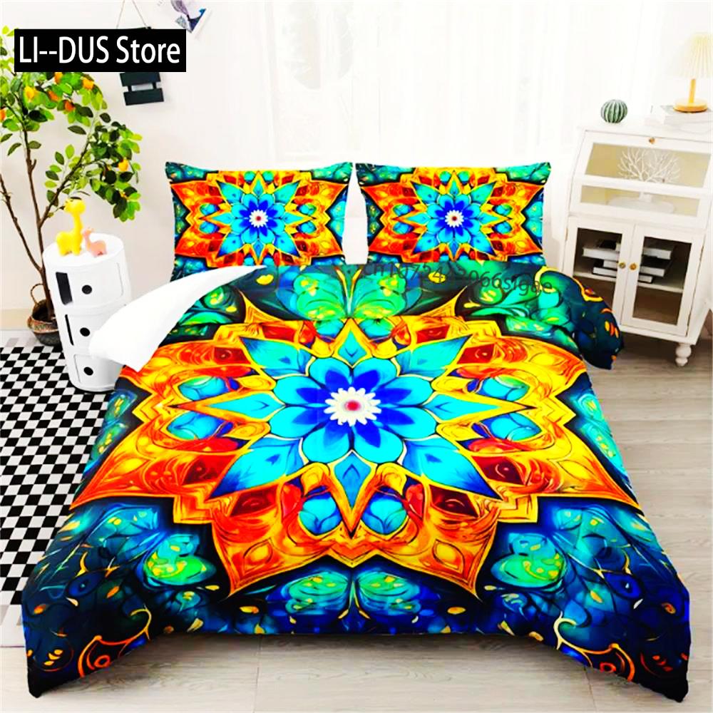 

Flower Duvet Cover Set, Microfiber Colorful Flower Pattern Bedding Set In A Bag For Women, 1 Duvet Cover And 2 Pillowcases EU single(135x200cm)