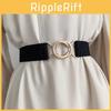 Stylish Black Japanese Minimalist Elastic Waist Belt For Women Dress With Round Buckle