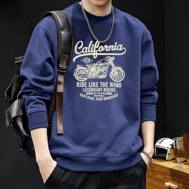 Men's Heavyweight American Style Round Neck Long Sleeve Loose Hoodie for Spring and Autumn