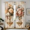 2Pcs Elegant Floral Bouquet Print Polyester Curtains With Rod Pocket – Perfect For Living Room, Bedroom, Office & Kitchen Decor