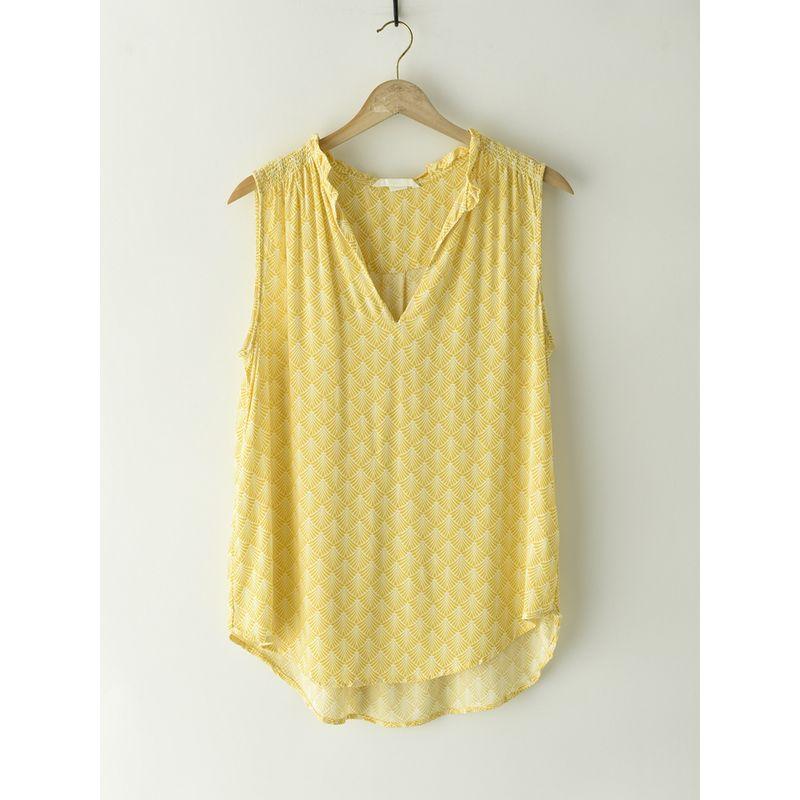 

Om379 Sleeveless Loose Slim Fit Vest Chiffon Shirt Yellow 34