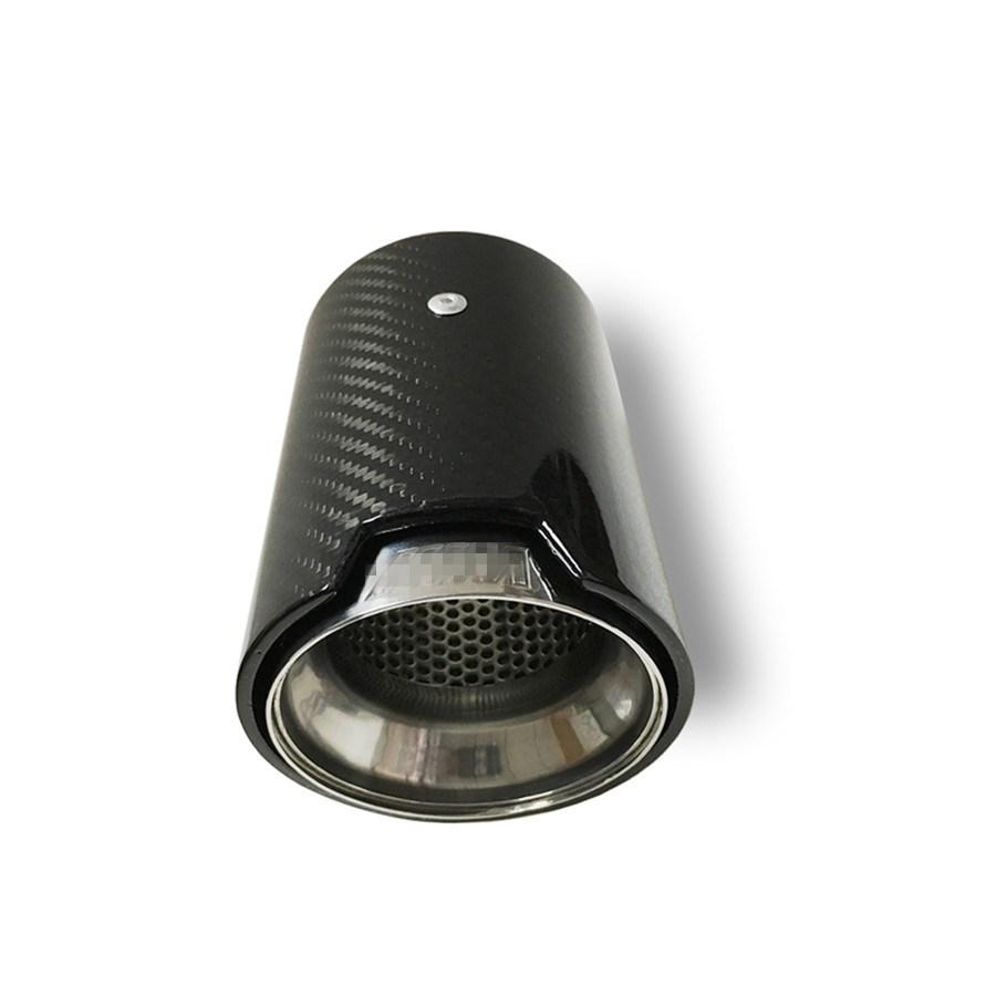 1×Universal Car Carbon Fiber Glossy Exhaust End Tail Tips 70mm Inlet 90mm Outlet