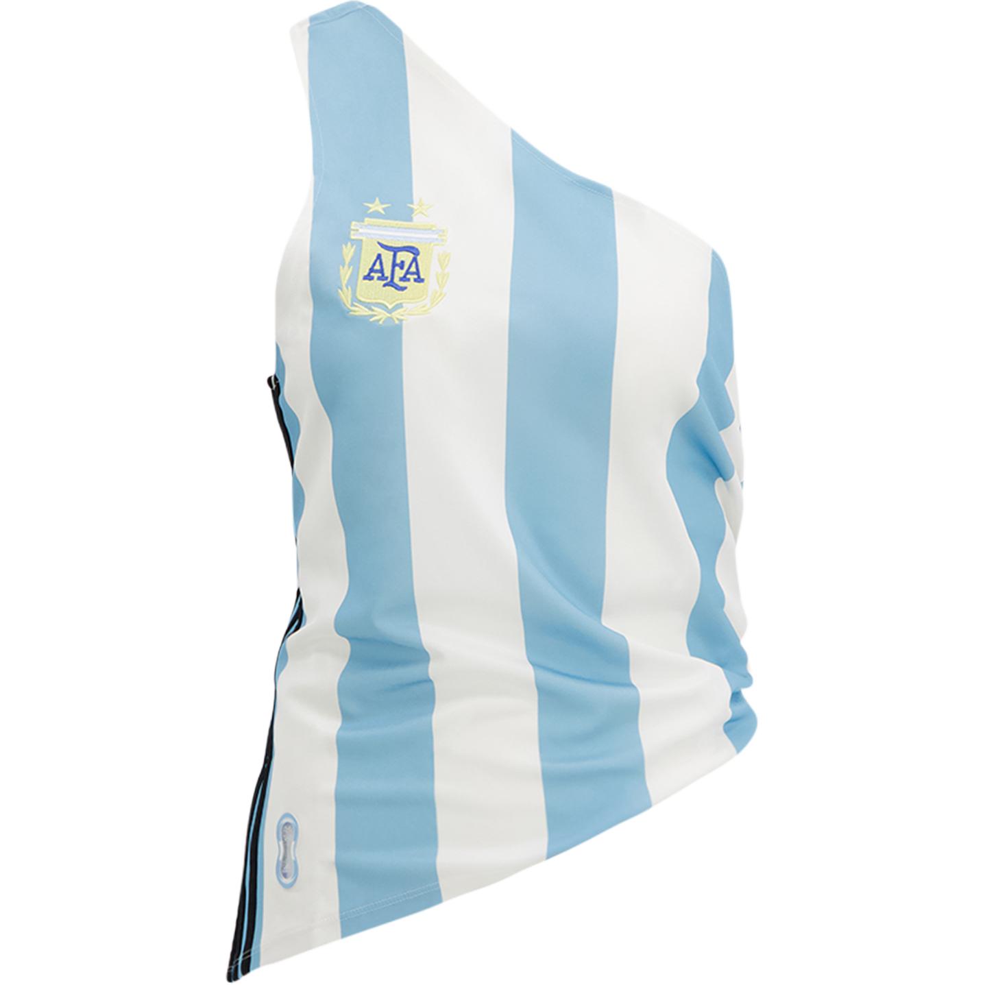 Adidas Argentina Letter Logo Striped Sleeveless One-Shoulder T-Shirt Women tops KE2295 S