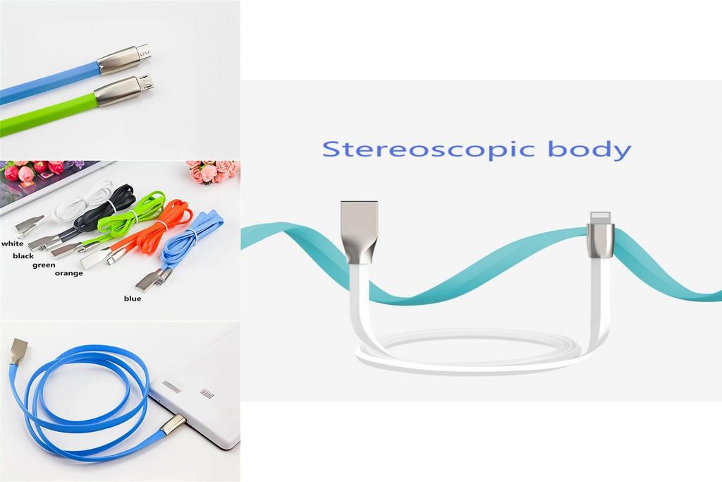 Premium Quality Smooth Portable Micro Usb Fast Charger Flat Data Sync Cable For Android Phones