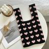 New Heart Pattern Knit Handbags Women Handmade Knot Wrist Bag Casual Small Tote Bag Girls Reusable Shopping Bags ARI