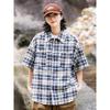 Retro Plaid Shirt Men'S Short Sleeved Trendy Casual Versatile Shirt Hong Kong Style Spring And Autumn Hooligan Handsome Inch Jacket