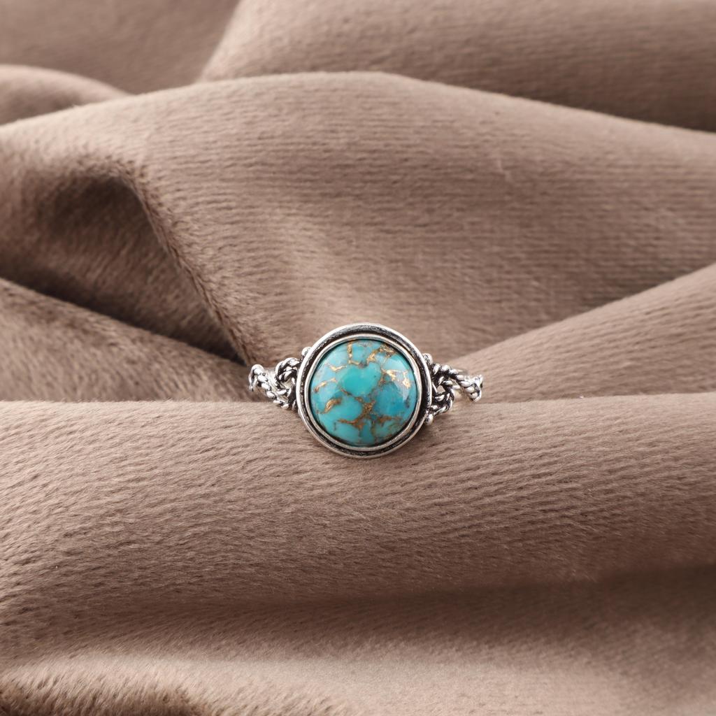 Blue Copper Turquoise Ring Gemstone Jewelry, 925 Solid Sterling Silver Ring, Handmade Jewelry Ring, Gift For Her