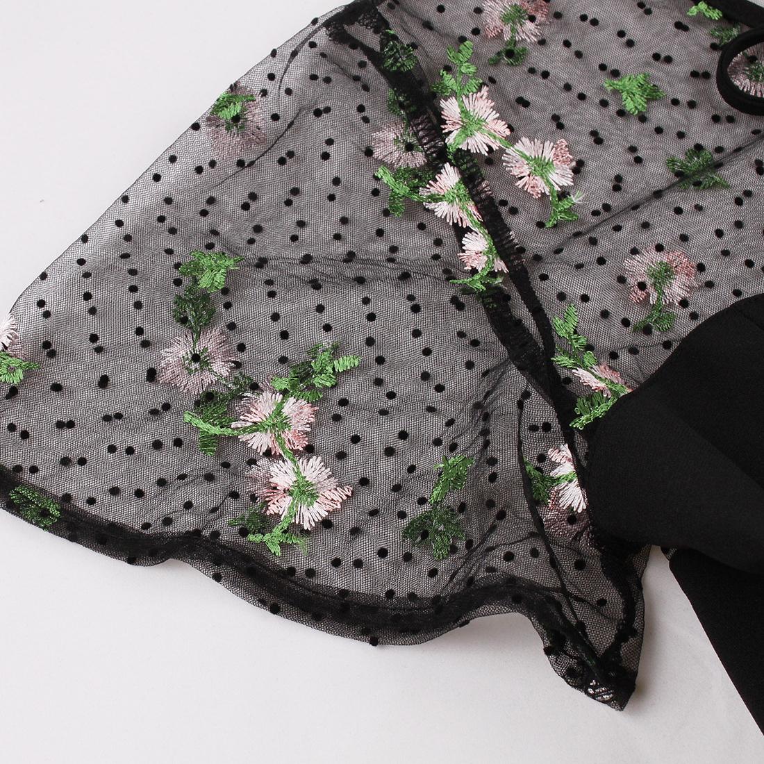 Женские платья с запахом Сетка с коротким рукавом с цветочной вышивкой в ​​горошек — фото 7