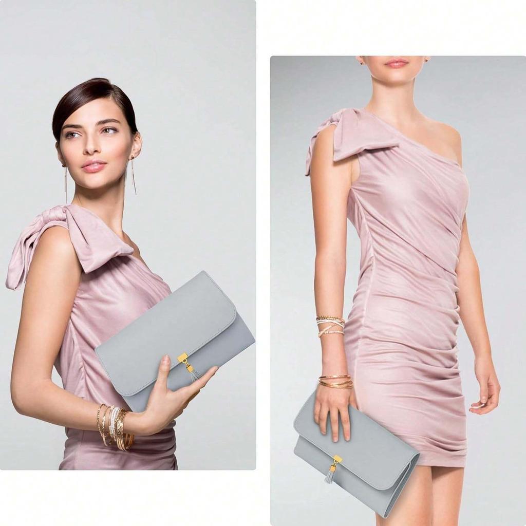 Jewelry Travel Organizer for Women, Tangle Free Portable Leather Jewelry Storage Roll Bag Envelope Clutch, Waterproof Lightweight Jewelry Case Holder