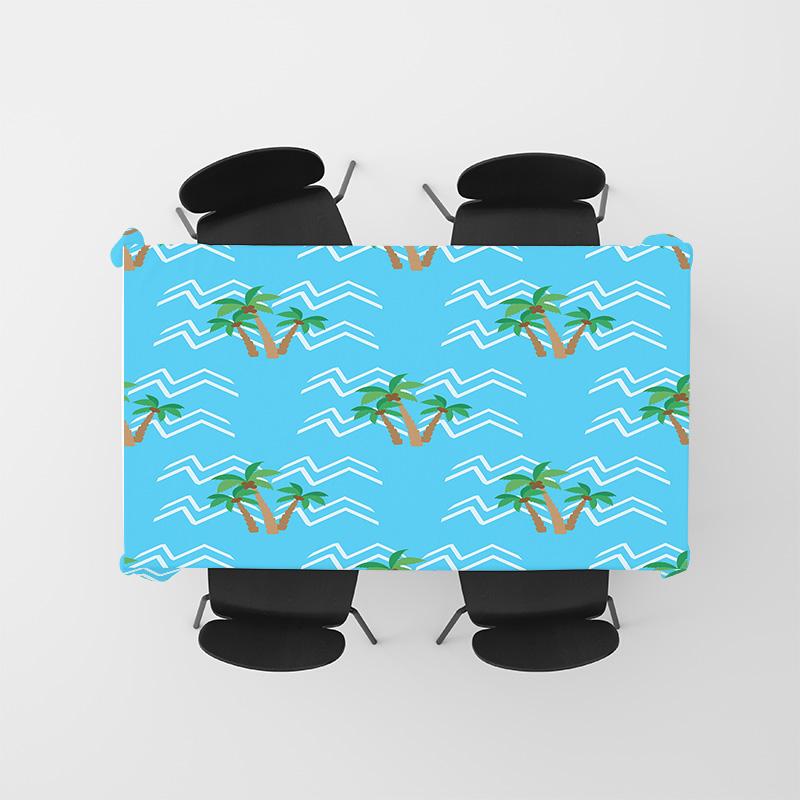 High-Quality Printed Tablecloths with Palm Tree Design for Beach-themed Dining Tables Ideal for Home Decor Parties