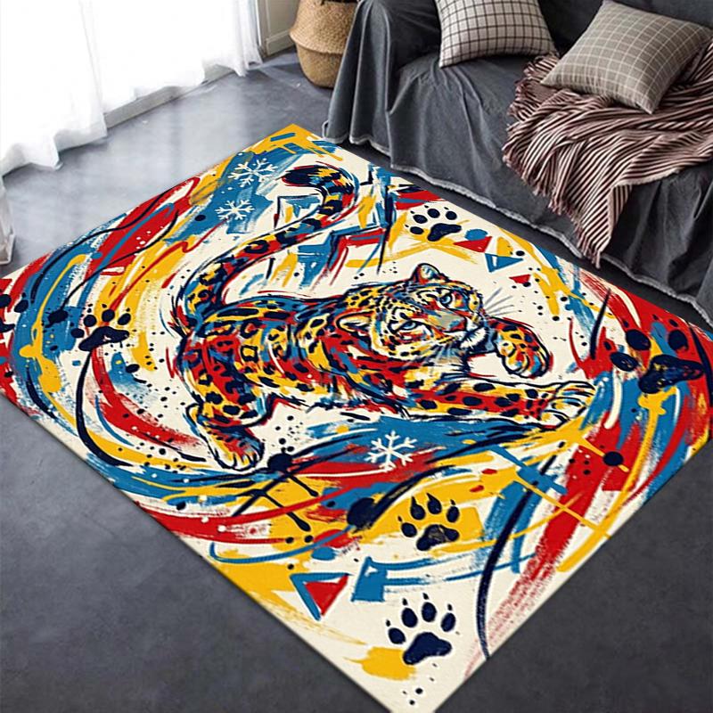 2025 New Snow Leopard Animal Carpet Rug for Living Room Bedroom Home Sofa Decoration,Kids play Non-slip Floor Mat111
