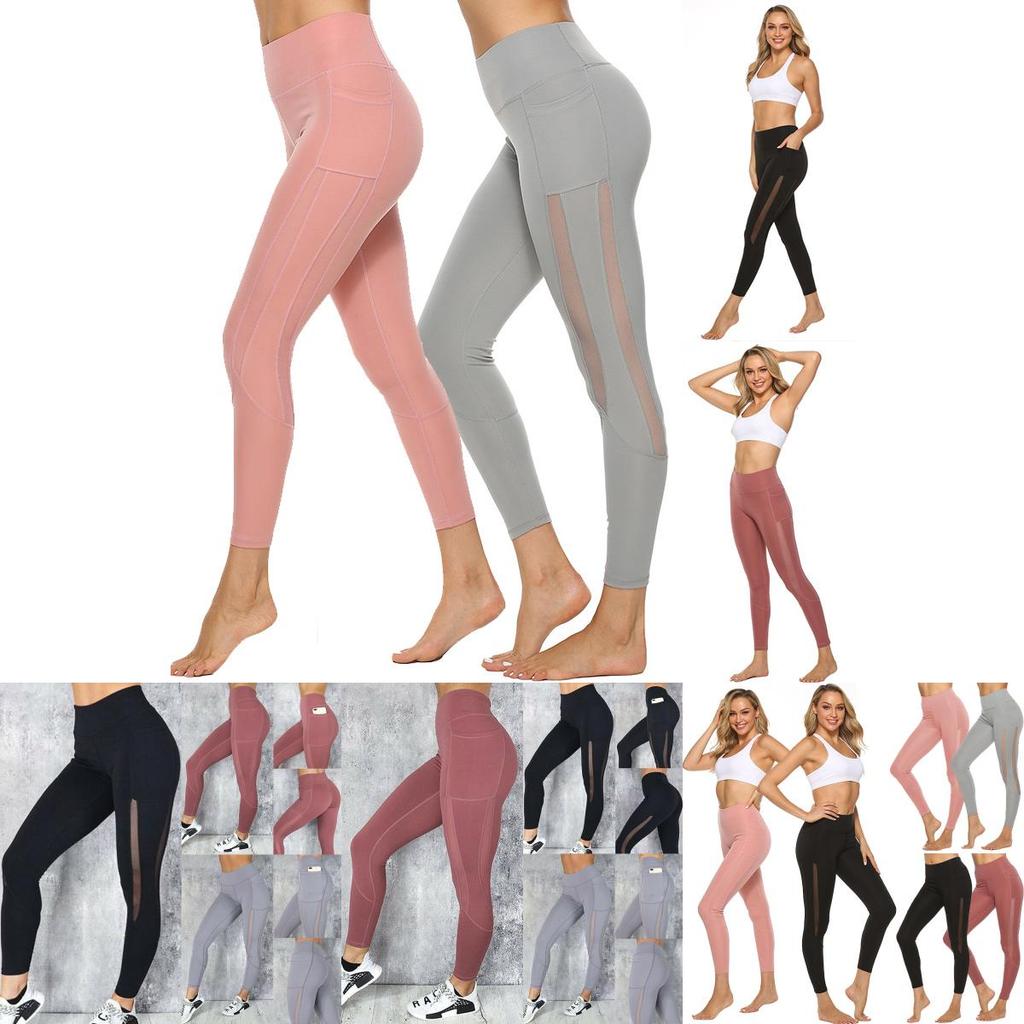 Fitness-Leggings mit hohem Bund für Damen mit Seitentaschen und stützender elastischer Passform