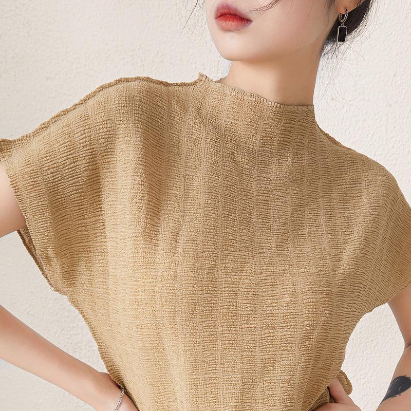 

Високоякісна текстурована рожева плісирована футболка: Жіночий повсякденний короткий рукав 2023 One Size (90-160 Jin)