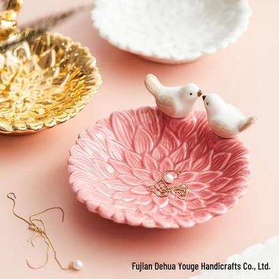 Nordic Style Jewelry Tray & Display Stand - Cute Bird Ceramic Dish Ornaments Dessert Plate.