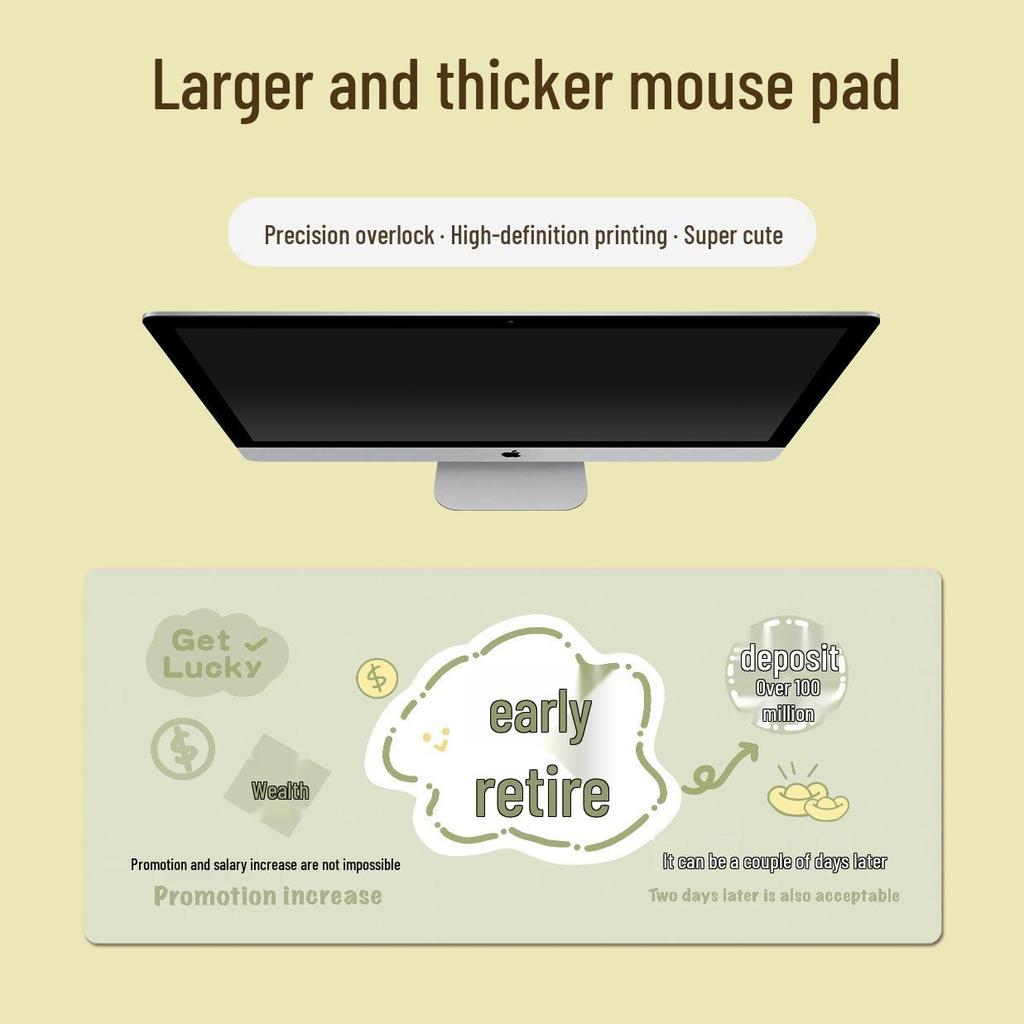 Extra Large Doodle Text Mouse Pad with Lock Edge - Thick, Durable Keyboard Desk Mat