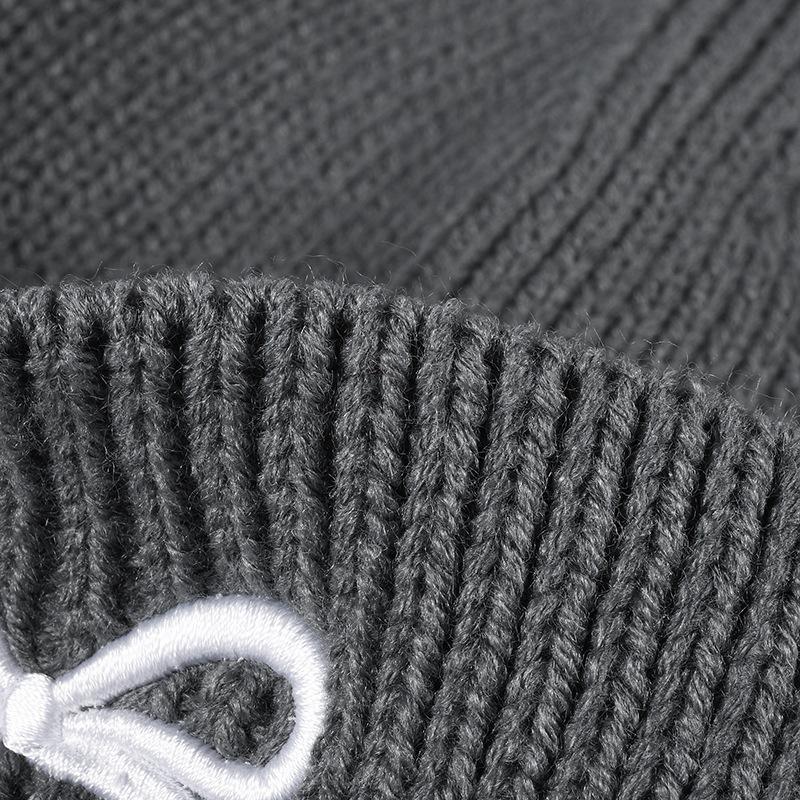 Winter Knitted Beanie Hat For Women Bow Embroidery Beanies Cap Fashion Ski Warm Korean Style Skullies Caps Hip Hip Casual Y2K Pullover Cap