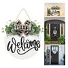 Welcome Sign Front Door Decorations,Round Wood Wreath Wall Hangings Decors for Outdoor Indoor,Home,Farmhouses ,Porch