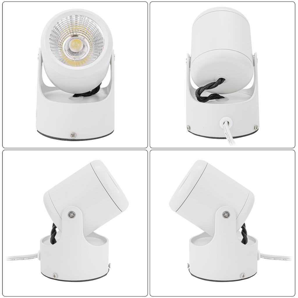 STGGTS 7W Dimmable Spotlight with Remote Control, Outlet Type, Foot Switch, and Adjustable Angle for Indoor Use, Wall, Ceiling, Exhibition,