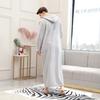 Couples Men's Lengthened Bathrobe Zipper Home Clothes Long Sleeved Robe Coat