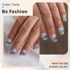 24 Stück Glänzende Natürliche Falsche Nägel mit Farbverläufen Landschaftsmalerei Designs Kurze Quadratische Form Press-On Nägel Kleben auf Nägel