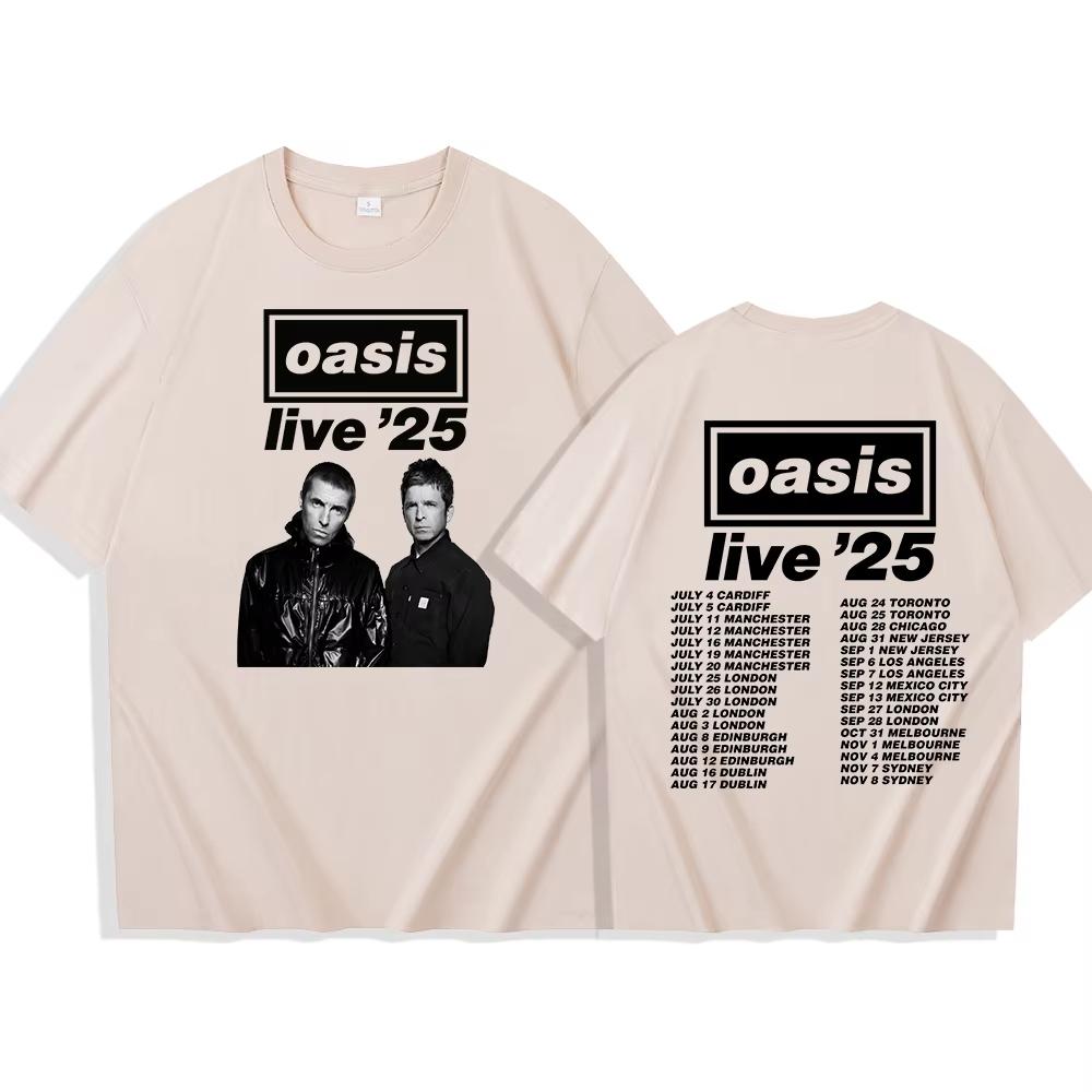 Oasis Live 25 Tour 2025 Cotton Printed T-Shirts Men Women Casual O-Neck Oversized Male Short Sleeve Shirts Unisex Y2k Streetwear