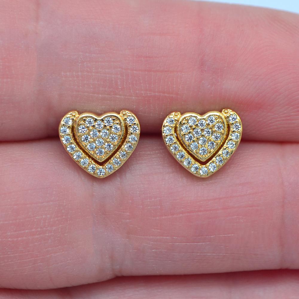 

Женские серьги-гвоздики с прозрачным кубическим цирконием и CZ, очаровательные полые сердца, великолепные серьги-гвоздики, ювелирные изделия