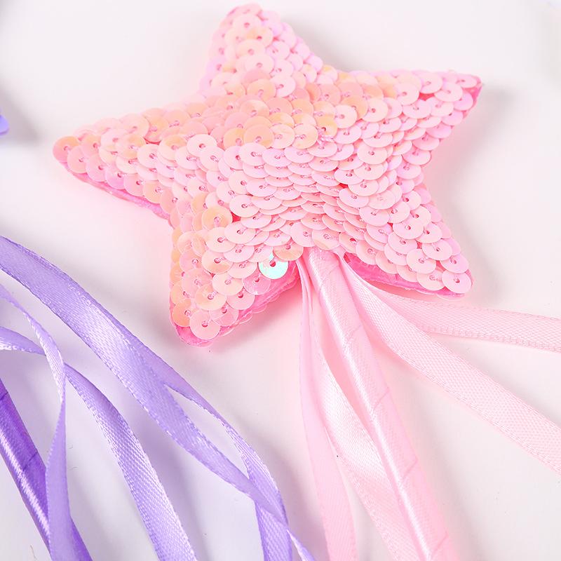 Cute Fantasy Sequins Five Pointed Star Fairy Wand Kids Fairy Stick Girl Birthday Gift Party Halloween Princess Cosplay Props
