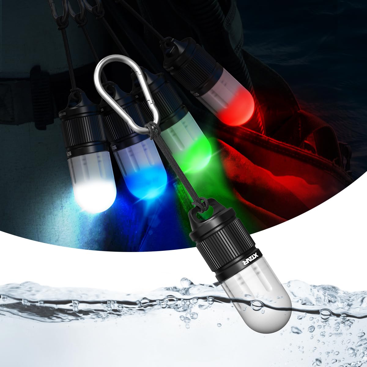 

XTAR SD1 Underwater Signal Light Night Diving Marker 4 Can be used on land or underwater up to 100 meters Colors-in-1 Blue/Red/White/Green