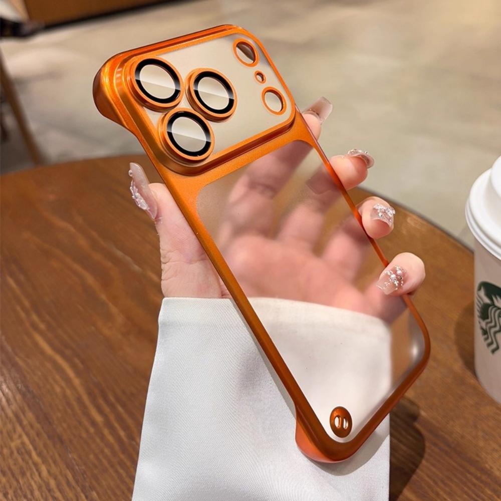 Borderless Phone Case for iPhone 17 15 14 13 Pro Max Matte Plating Frameless Large Window Funda for iPhone Air 17 16 Pro