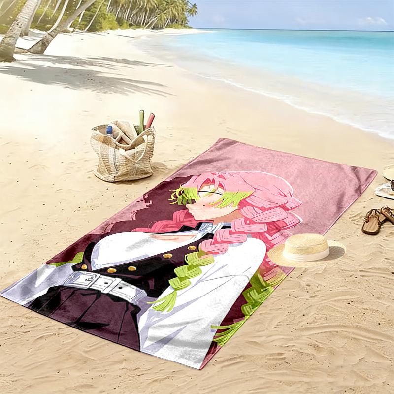 Demon Slayer Print Beach Towel, Large Soft Quick Dry Towel for Beach Camping Swimming