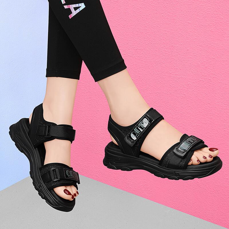 

Sports sandals women s new summer thick-soled outer wear soft-soled fashion casual Velcro ballet style single shoes 34