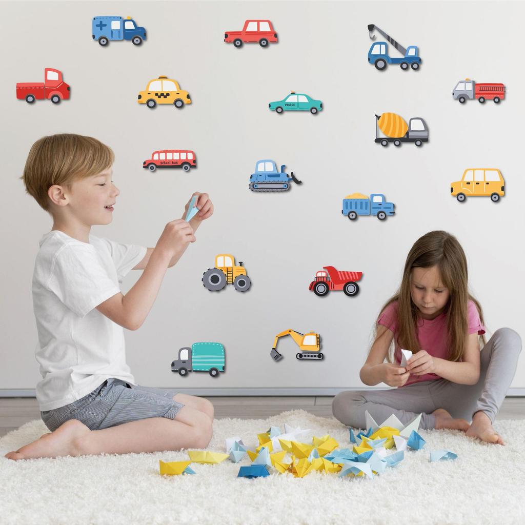 New cartoon car wall stickers transportation self-adhesive bedroom boy kindergarten wall decoration children room wall stickers