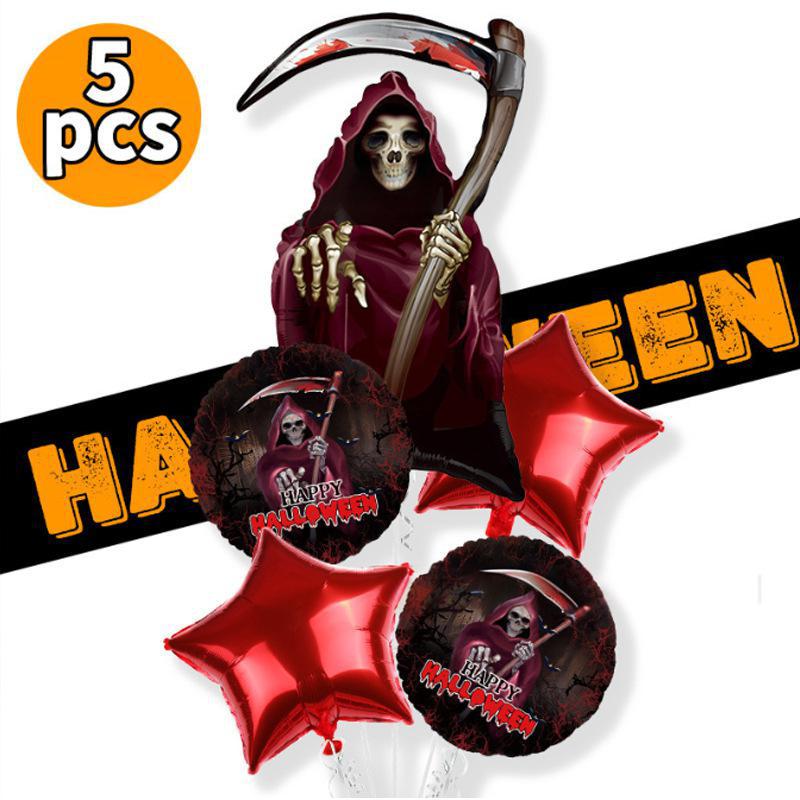 

Halloween 5-Piece Balloon Set, Ghost Skull, Pumpkin, Aluminum Film, Ghost Festival Party Atmosphere, Shopping Mall Decoration Set 26